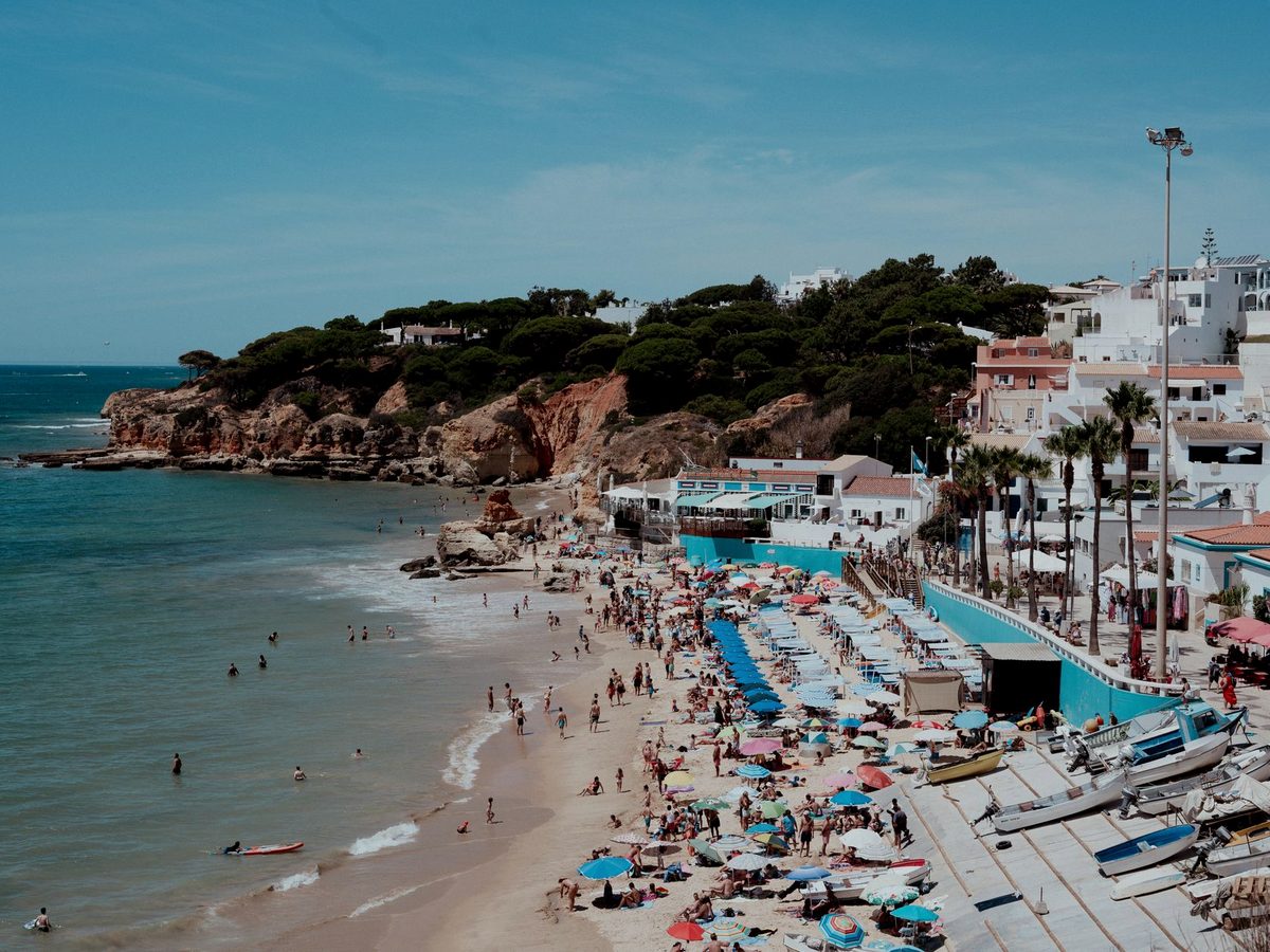 The town beach below Albufeira's old town
