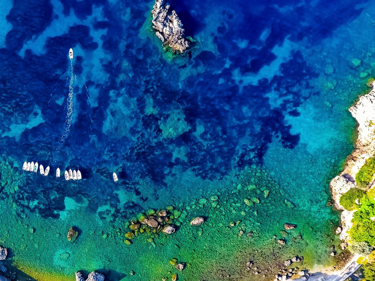 The deep blue water at Paleokastritsa