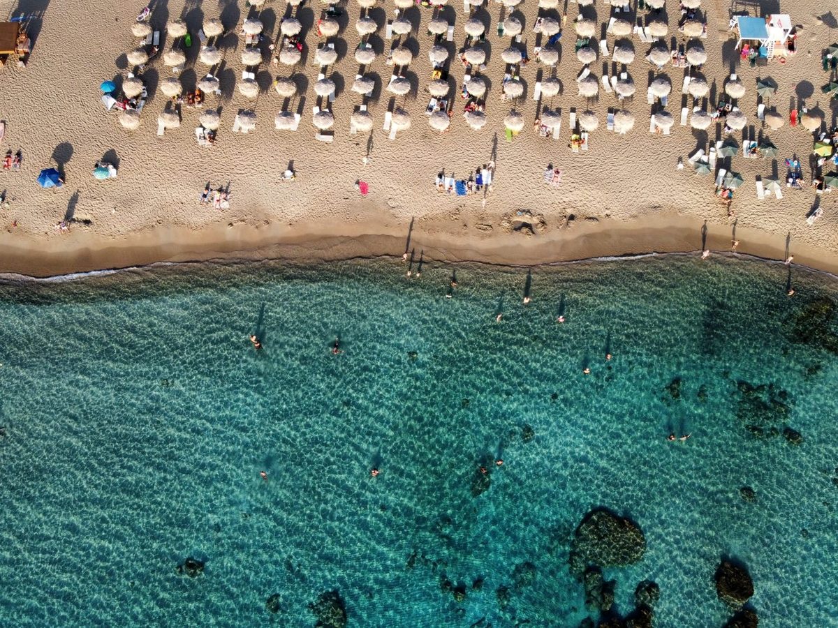 A typical organised beach near Chania