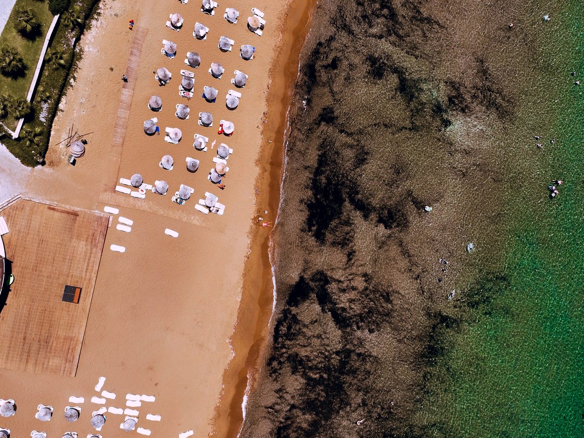 A typical organised beach from above
