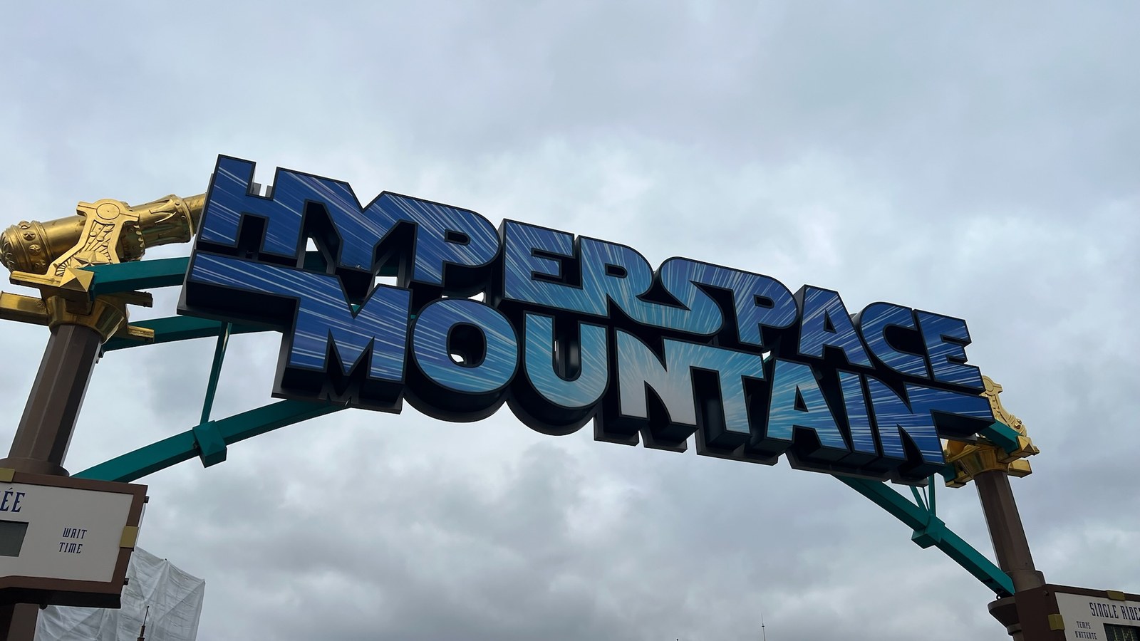 The Star Wars Hyperspace Mountain entrance sign at Disneyland Paris