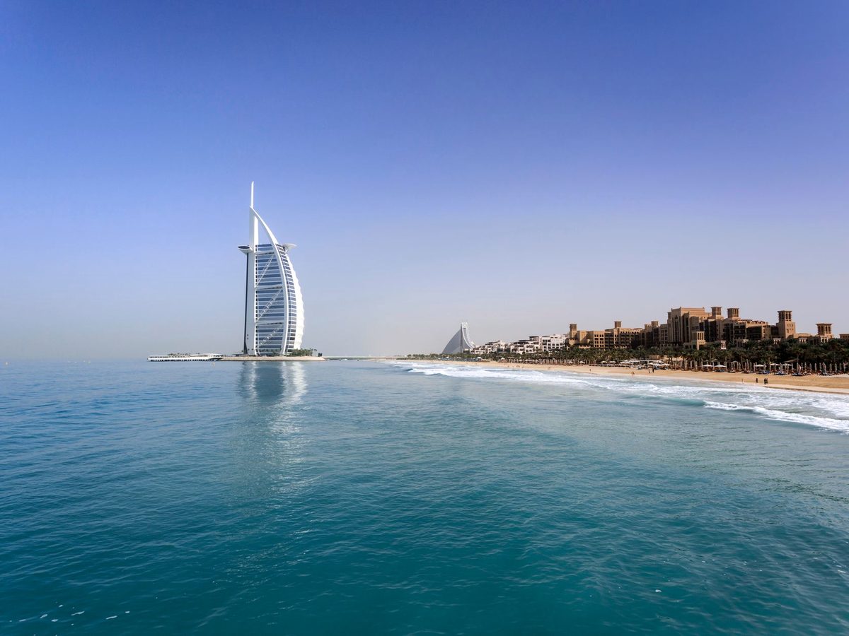 The sand below the Burj Al Arab on Jumeirah beach