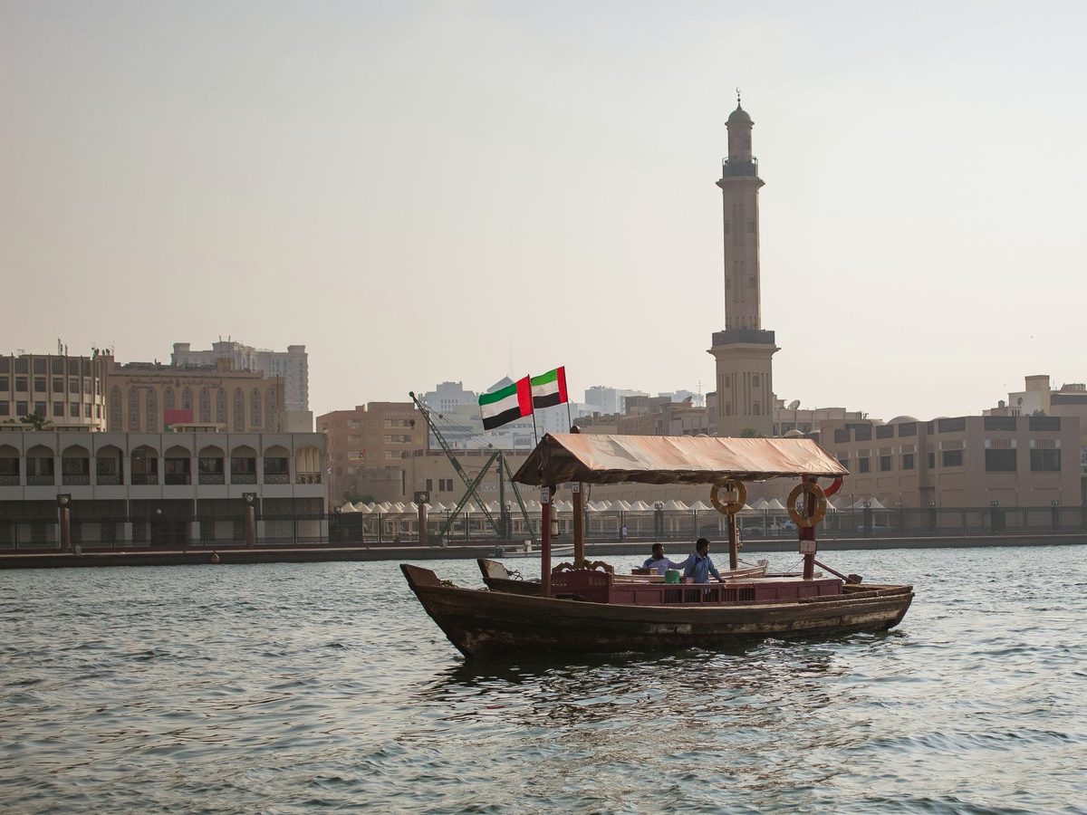 An abra water taxi crossing Dubai Creek