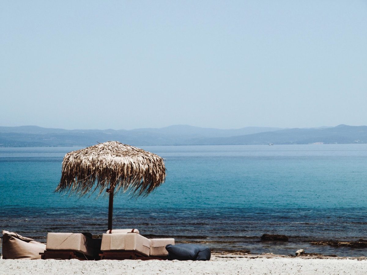Looking across the gulf from a quiet beach bar