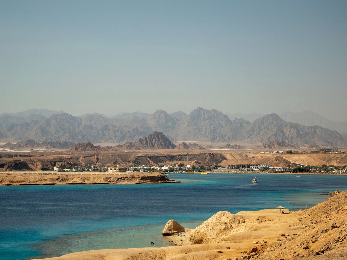 Sheltered lagoon water of the kind El Gouna is built around