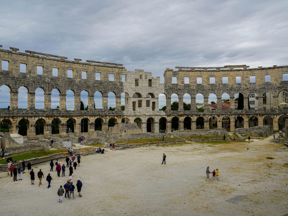 Inside the Roman amphitheatre at Pula