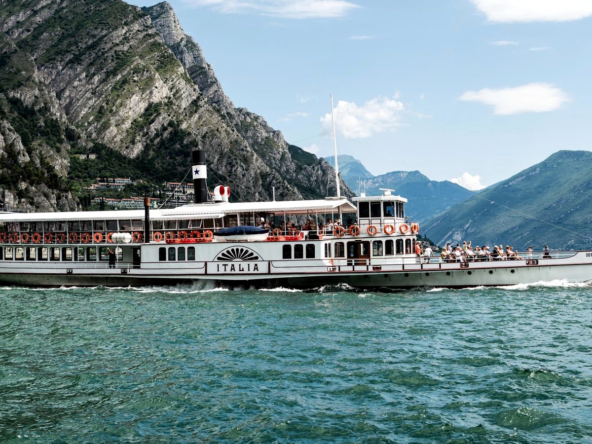 One of the lake steamers below the mountains