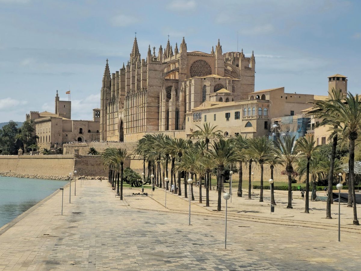 Palma cathedral from the waterfront, twenty minutes or so from the south-west resorts