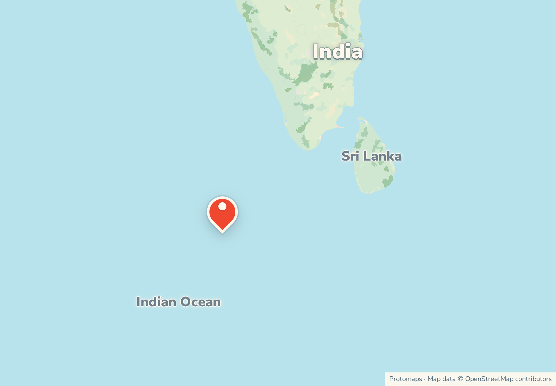 Locator map showing the Maldives in the Indian Ocean, south-west of India and Sri Lanka, far from the UK.