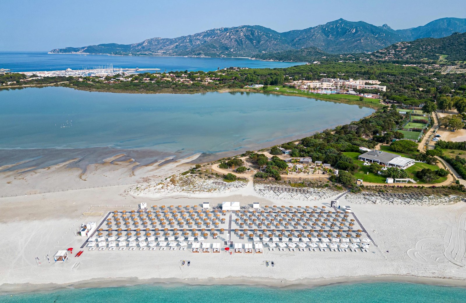 Almar Timi Ama Resort & Spa near Villasimius on the south-east coast of Sardinia, with its white-sand beach in a sheltered bay.