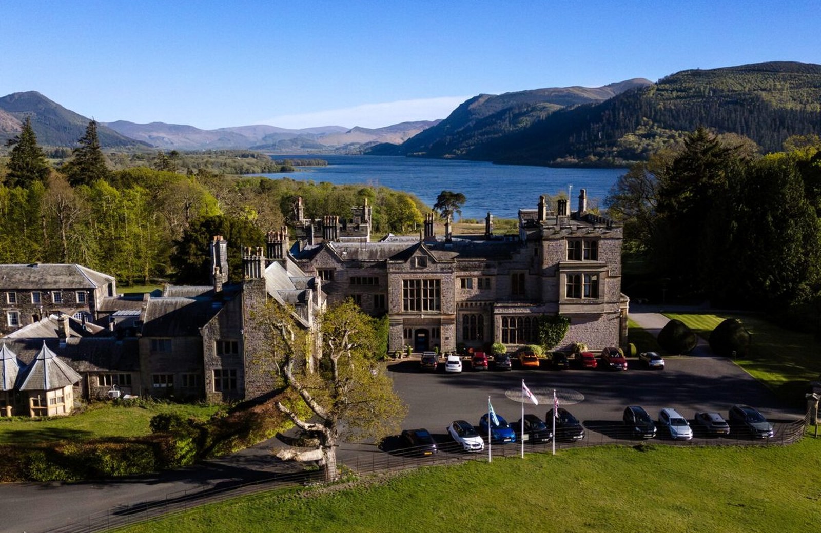 Armathwaite Hall, a 17th-century country house in its wooded estate above Bassenthwaite Lake.