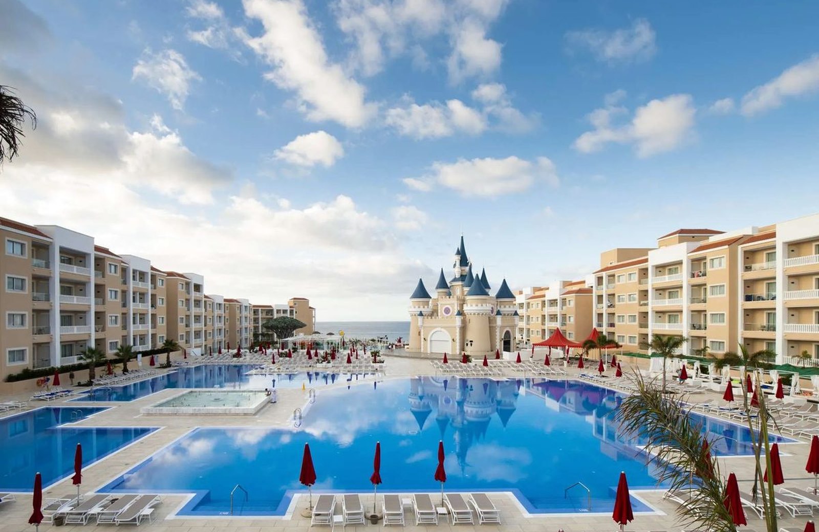 Bahia Principe Fantasia Tenerife, a purpose-built family resort around a white castle at Golf del Sur.