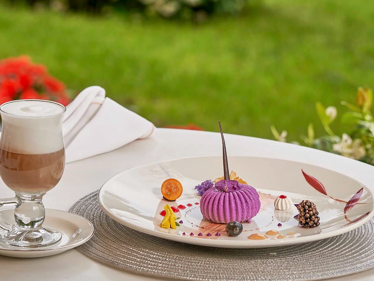 A plated dessert