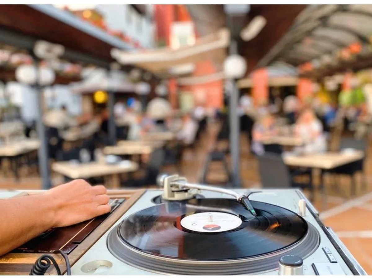 A DJ set on the terrace.