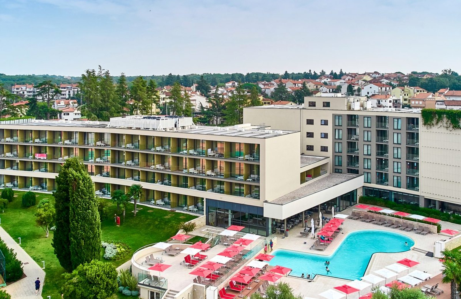 Hotel Garden Istra Plava Laguna: a renovated four-star family hotel among pine forest at Katoro near Umag, with a large shallow water park and outdoor pools.