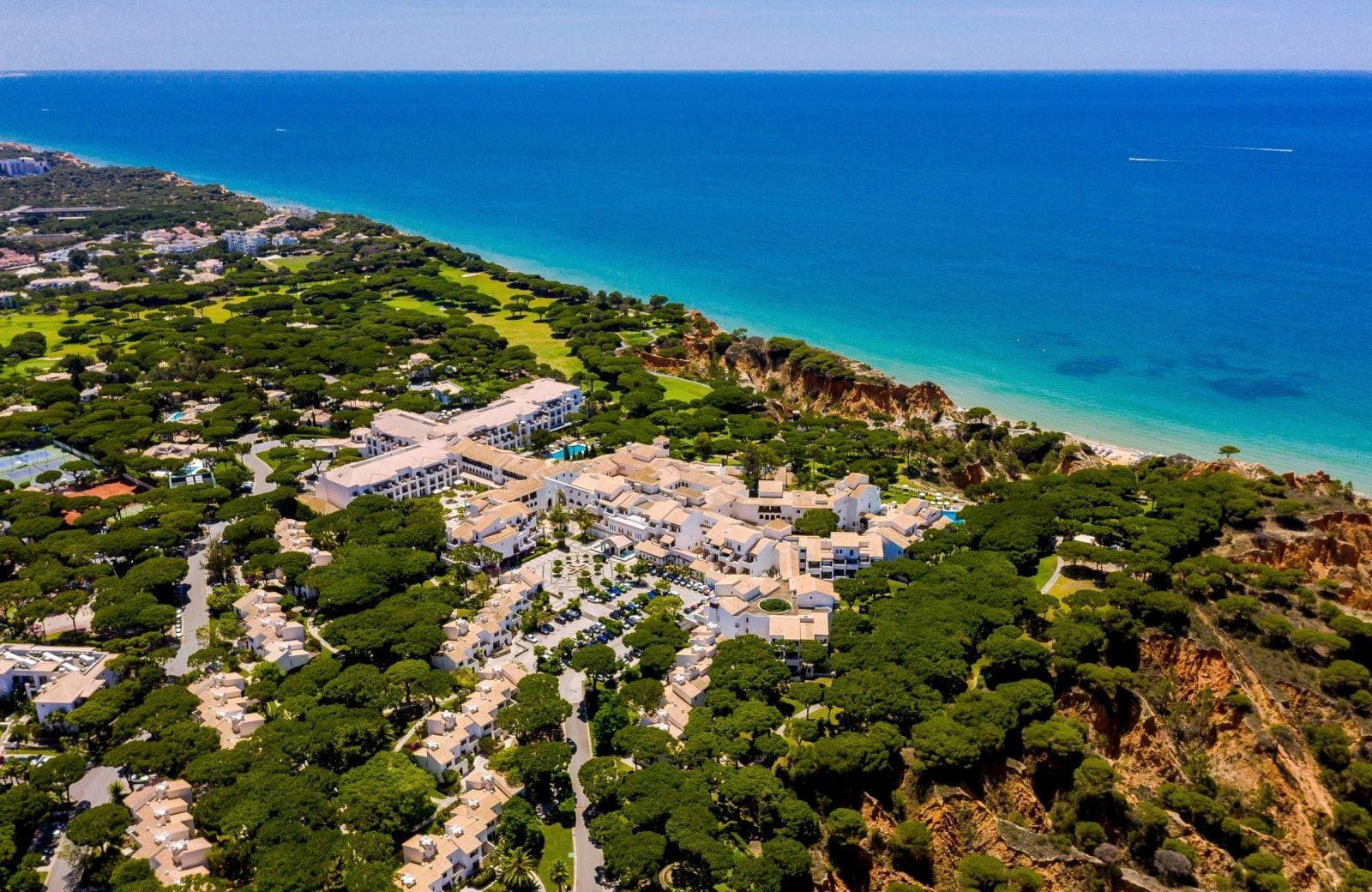 Pine Cliffs Resort on the clifftops above Praia da Falésia in the central Algarve.