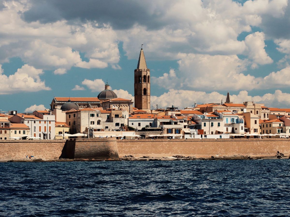 Alghero's old town and sea walls from the water