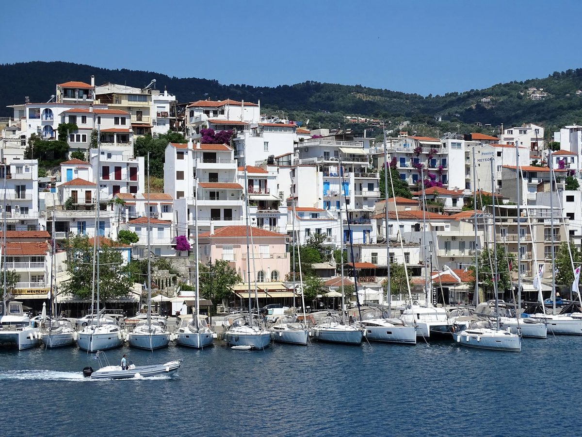 Boats at the old port in Skiathos Town